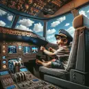 Kid flying a plane