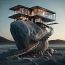 Futuristic house on a rock