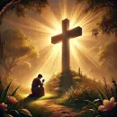 Serene setting with a cross