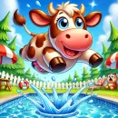 Cow jumping in the pool