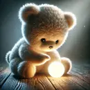 Baby fluffy teddy bear and a ball