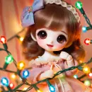 Doll and some Christmas lights