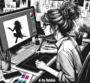 Girl at her PC