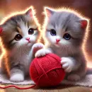 Kittens with wool