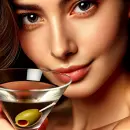 Lady drinking a martini