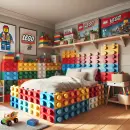 Kid bedroom with colorful bricks