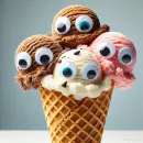 Ice cream with googly eyes