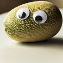 Melon with googly eyes