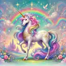 Colorful magical unicorn and a rainbow