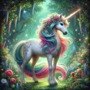 Magical unicorn in a forest