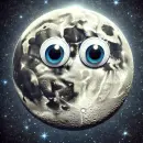 Moon with googly eyes
