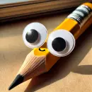 Pencil with googly eyes