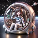 Girl in space with her spaceship