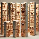 Blocks with faces in lively conversation