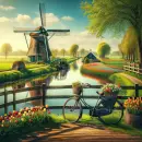 Dutch scene with a windmill