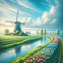 Dutch scene with a windmill