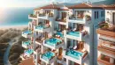 Luxurious medditerranean hotel with pool balconies