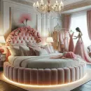Luxurious round bed with lights