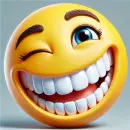 Smiley winking with big teeth