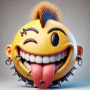 Smiley sticking out tongue with mohawk