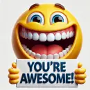 Smiley with a you're awesome sign