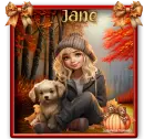 Autumn Girl and her dog