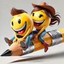 Cowboy smilies on a pencil