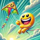 Smilie flying on a kite