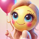 Lady smilie with a balloon