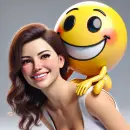 Lady with a big smilie on her shoulder