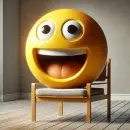 Smilie on a chair with open mouth