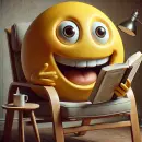 Smilie reading a book
