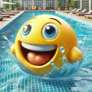 Smilie splashing in the pool