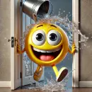 Smilie getting splashed with a bucker of water