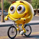 Smilie on a bicycle