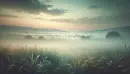 Serene landscape wallpaper shrouded in fog
