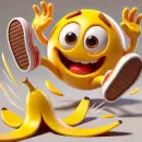 Smilie slipping on a banana peel