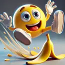 Smilie slipping on a banana peel