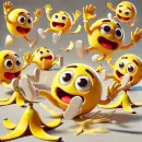 Party of smilies slipping on banana peels