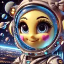 Lady smilie in space