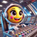 Lady smilie in a spaceship