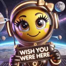Lady smiley in space - wish you were here
