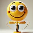 Smilie on a pogo stick