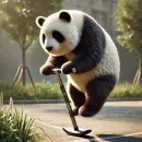 Panda on a pogo stick