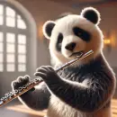 Panda playing a flute