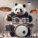 Panda playing drums