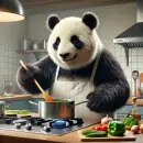 Panda cooking food