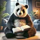 Panda reading a book
