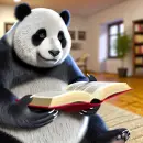 Panda reading a book