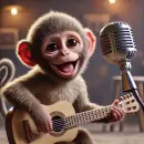 Monkey playing guitar and singing